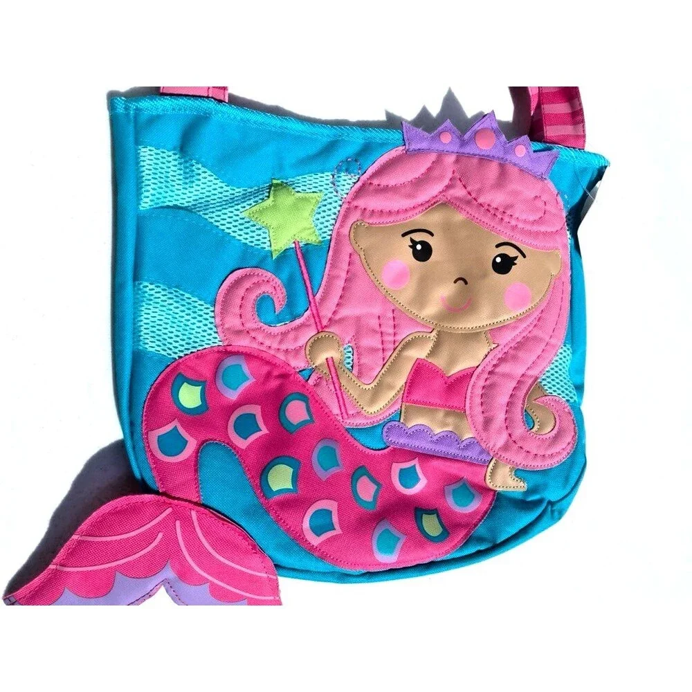 Steven Joseph Mermaid Beach Tote Girl's Summer Mesh Shoulder Bag Pink Handle